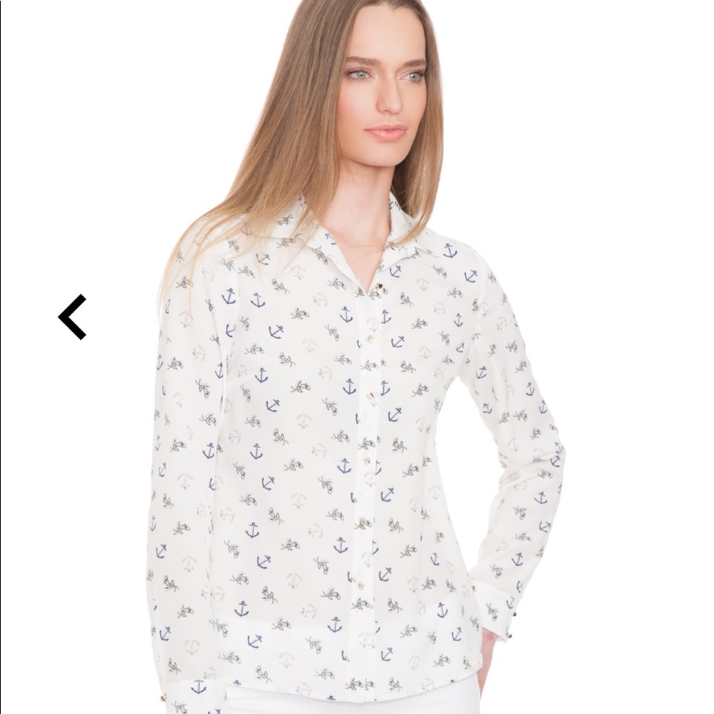 New Guess Marciano Anchor Ropes Nautical Long Sleeve Button Shirt S